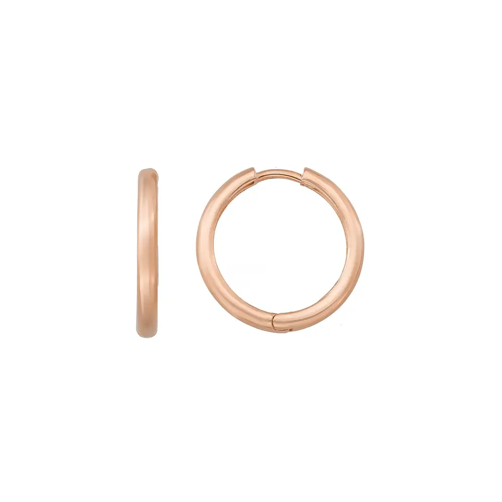 14K Solid Gold Huggie Hoop Earrings | 19mm Stackable Everyday Hoops for Women - Single (1 Earring) / 14K Rose Gold