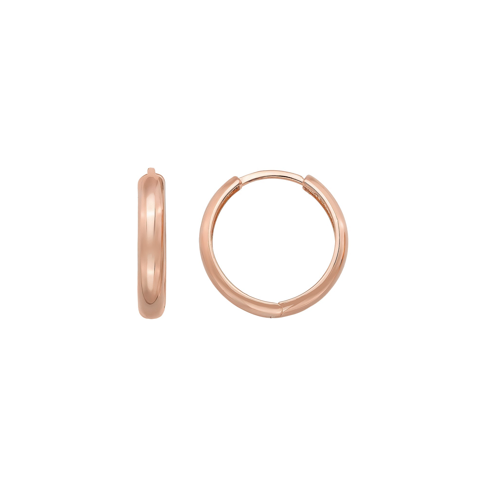14K Solid Gold Huggie Hoop Earrings | Tiny Moon & Sun Design Hoops for Women - Single Small / 14K Rose Gold - Hoop