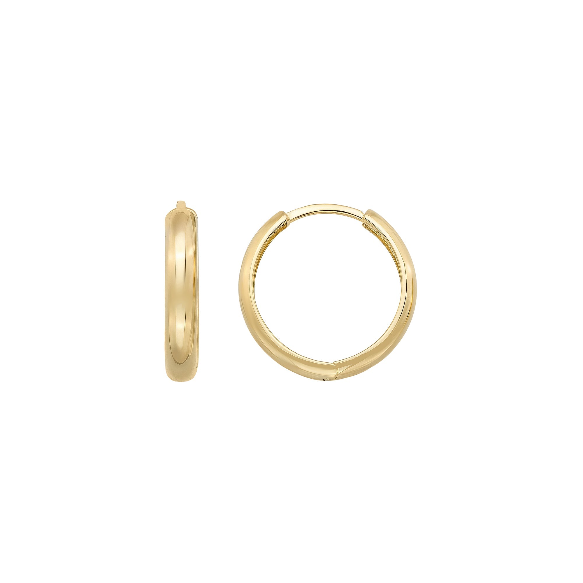 14K Solid Gold Huggie Hoop Earrings | Tiny Moon & Sun Design Hoops for Women - Hoop Earrings