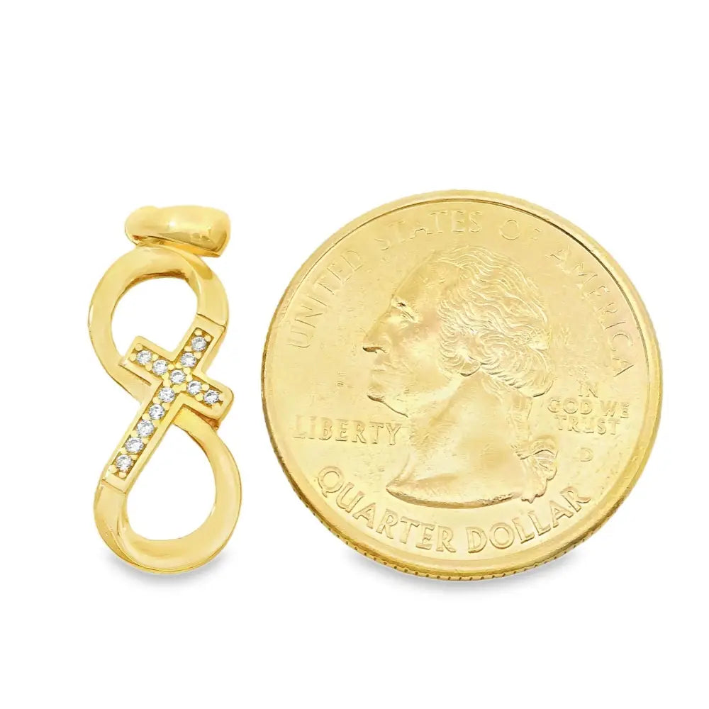 14K Solid Gold Infinity Cross Necklace Eternal Faith Love Pendant Religious Jewelry Gift for Her Baptism Present Dainty