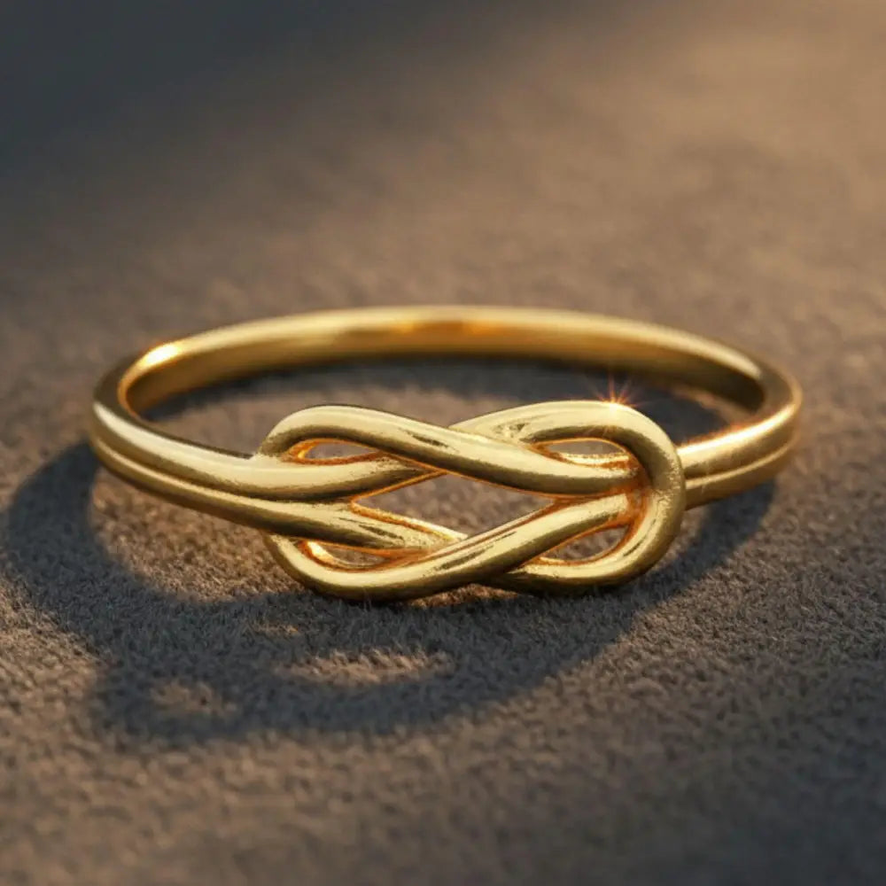 14k Solid Gold Knot Ring Minimalist Stacking Ring for Women Wedding Band