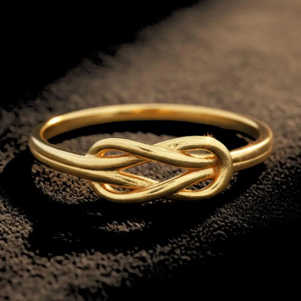 14k Solid Gold Knot Ring Minimalist Stacking Ring for Women Wedding Band