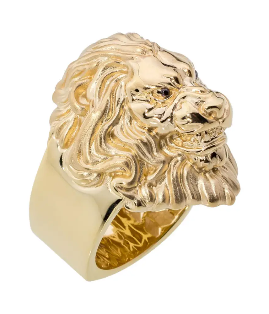 14K Solid Gold Men’s Lion Rings - 7 1/2 - Earrings