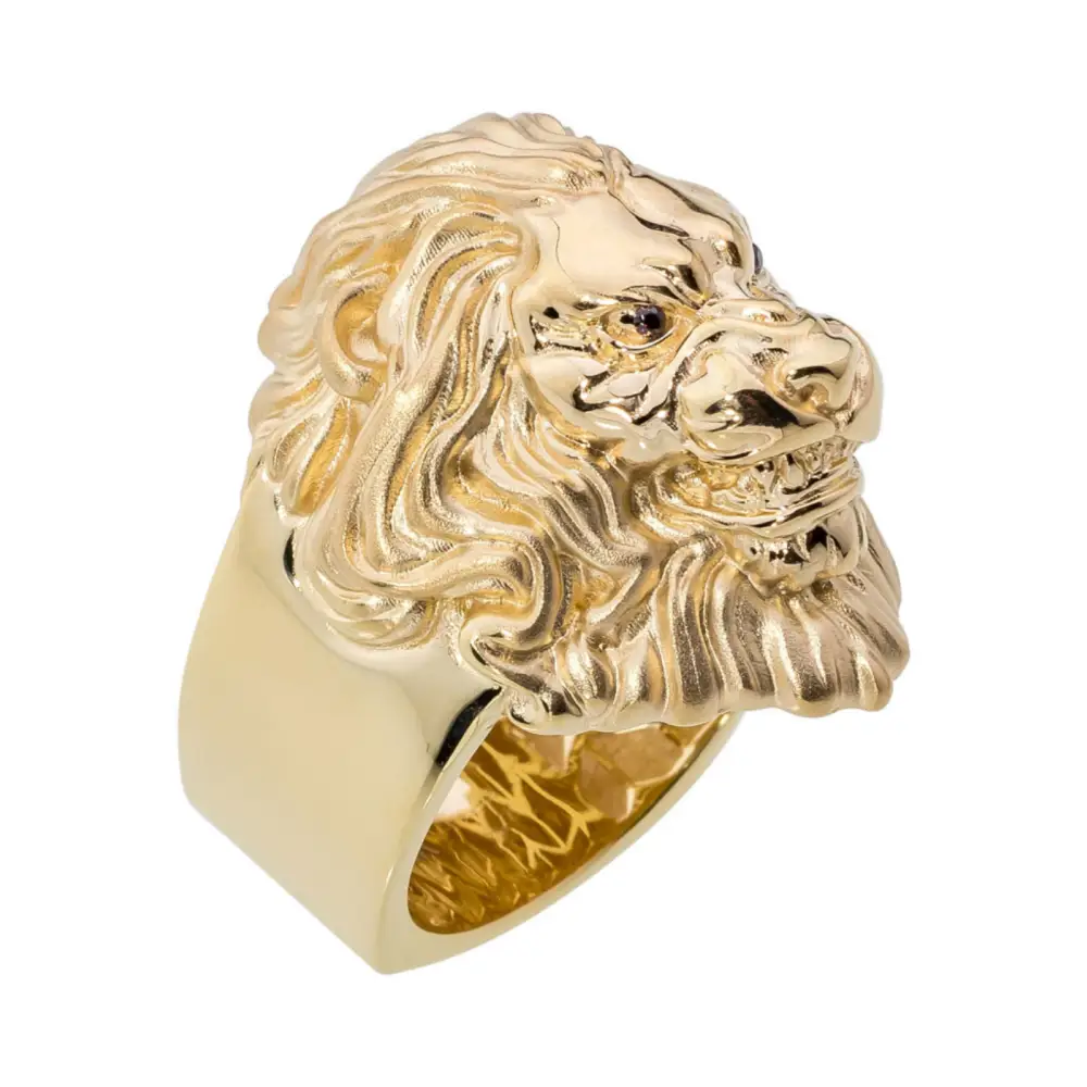 14K Solid Gold Men’s Lion Rings - 7 1/2 - Earrings