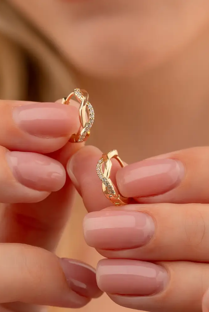 14K Solid Gold Minimalist Tiny Hoop Earrings - Earrings