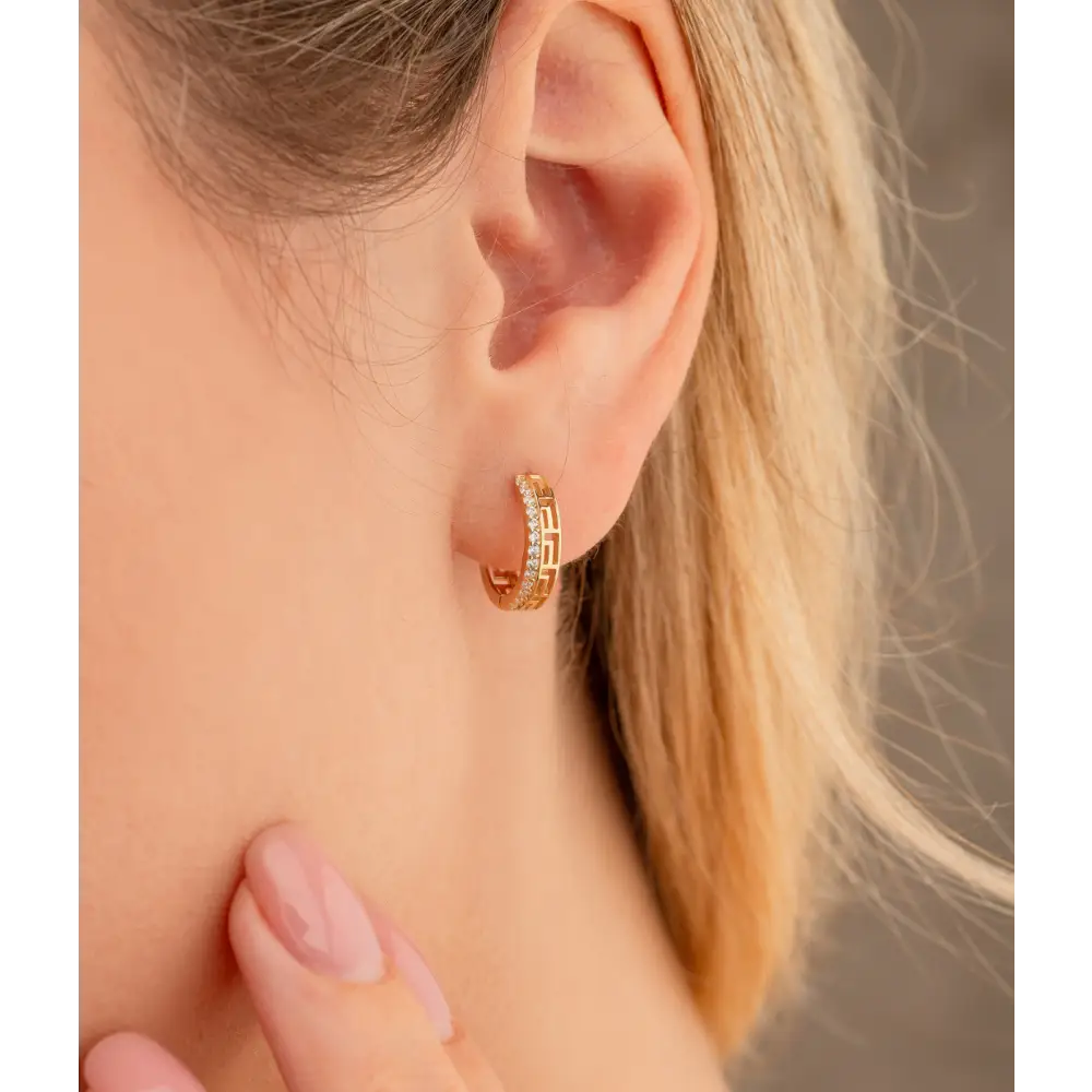14K Solid Gold Minimalist Tiny Shiny Classic Hoops Huggies - Earrings