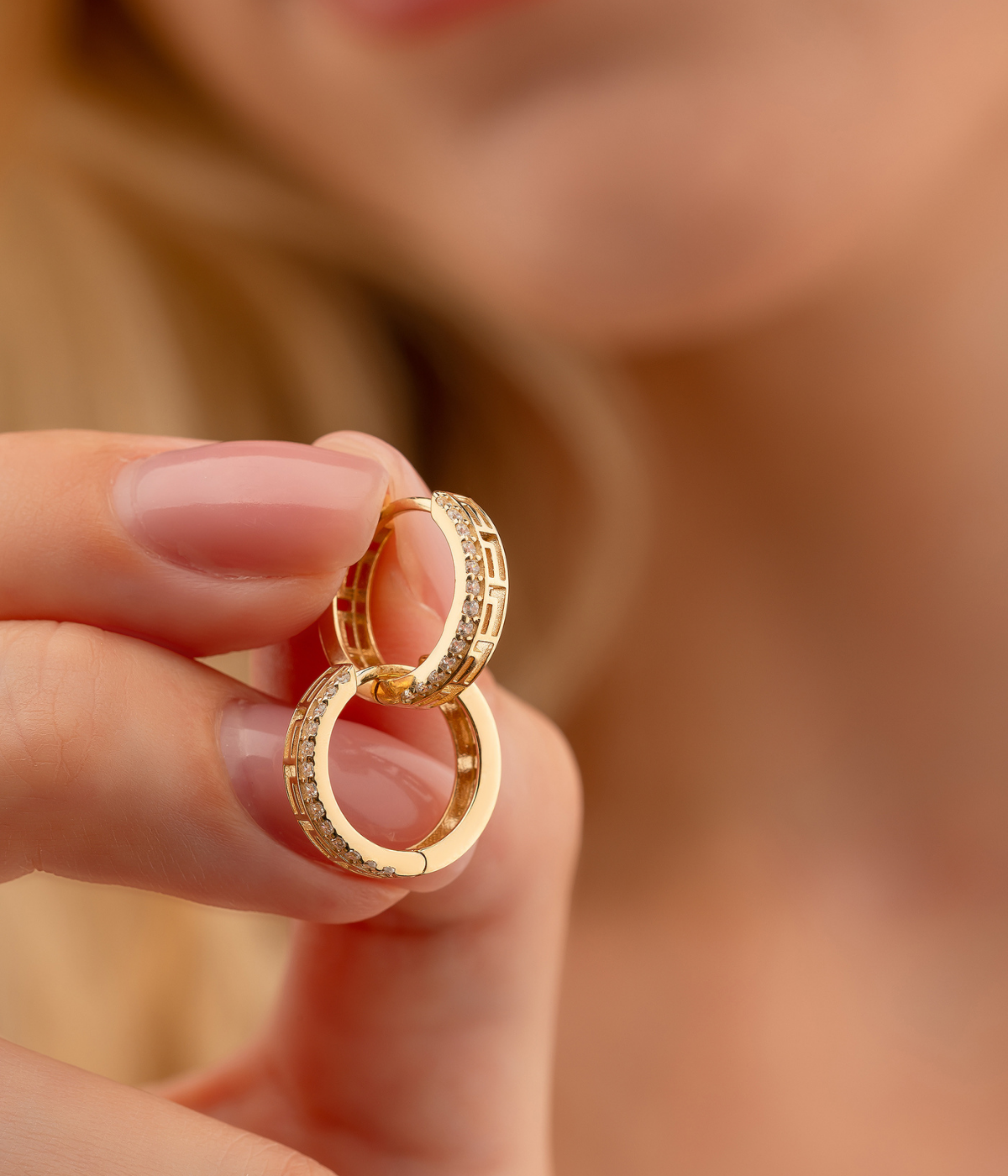 14K Solid Gold Minimalist Tiny Shiny Classic Hoops Huggies - Earrings