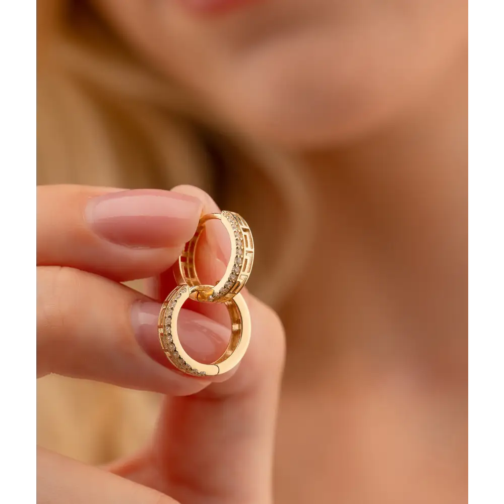 14K Solid Gold Minimalist Tiny Shiny Classic Hoops Huggies - Earrings