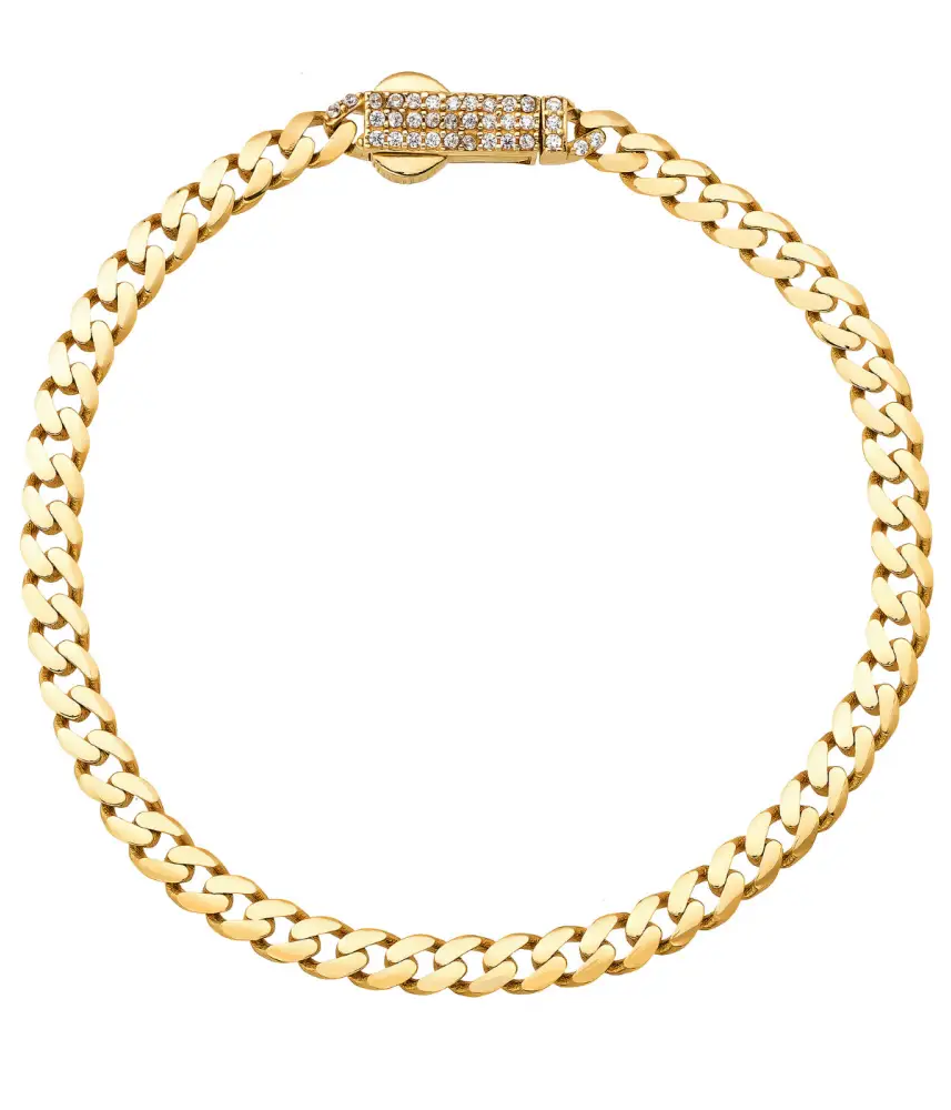 14K Solid Gold Monaco Chain Bracelet 4mm - 7 inch - Chains