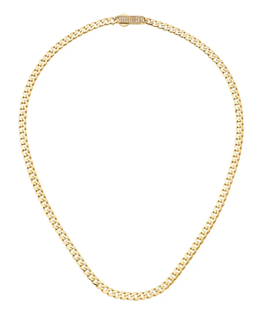 14K Solid Gold Monaco Chain Necklace 4 mm - Chains
