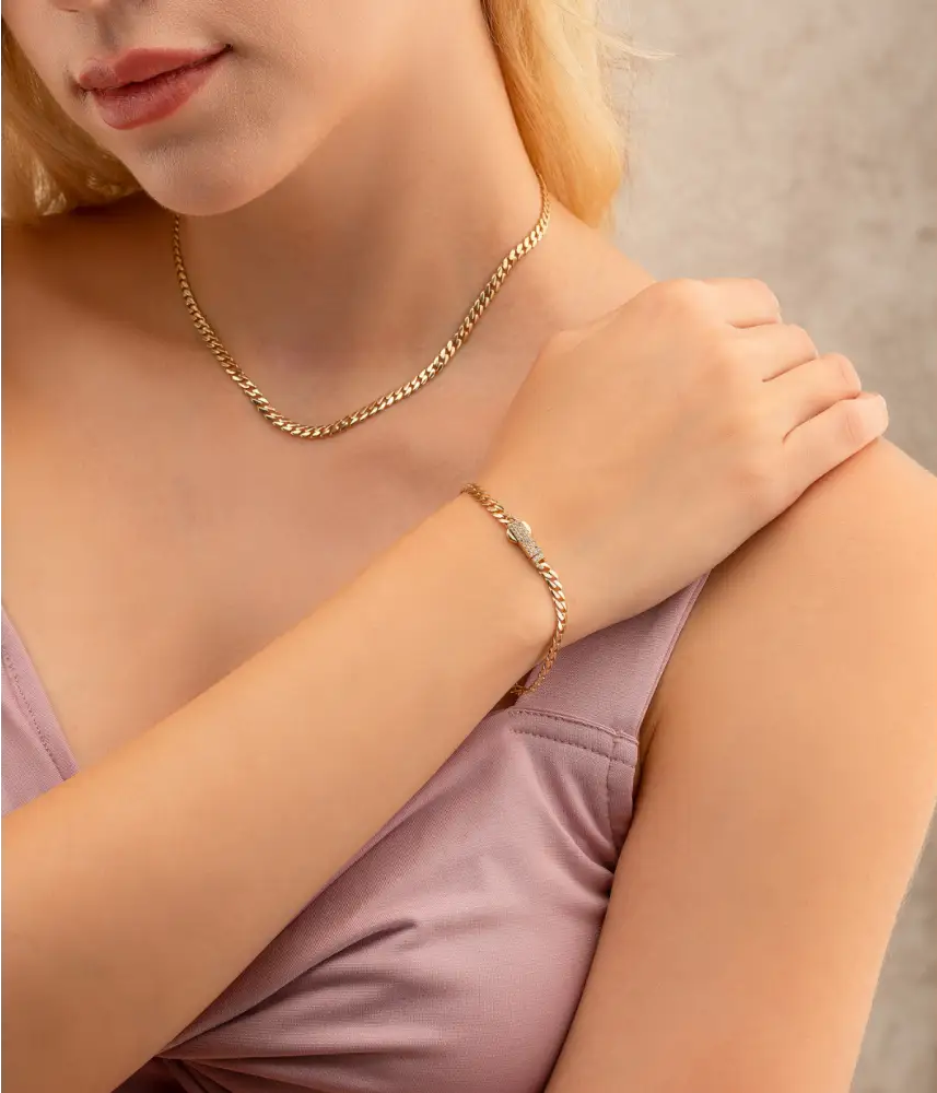 14K Solid Gold Monaco Chain Necklace 4 mm - Chains