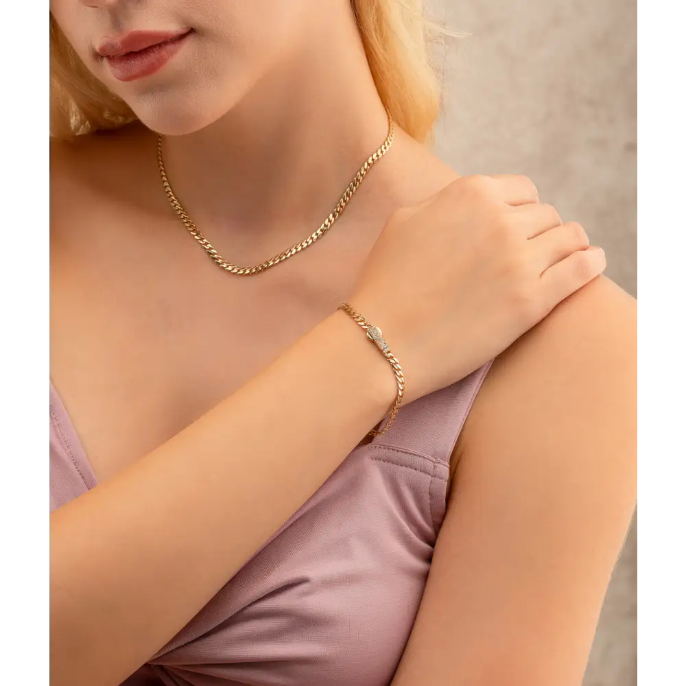 14K Solid Gold Monaco Chain Necklace 4 mm - Chains