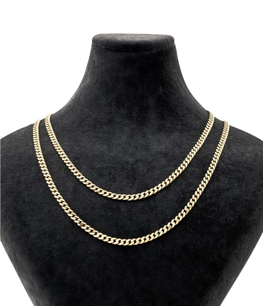 14K Solid Gold Monaco Chain Necklace 4 mm - Chains