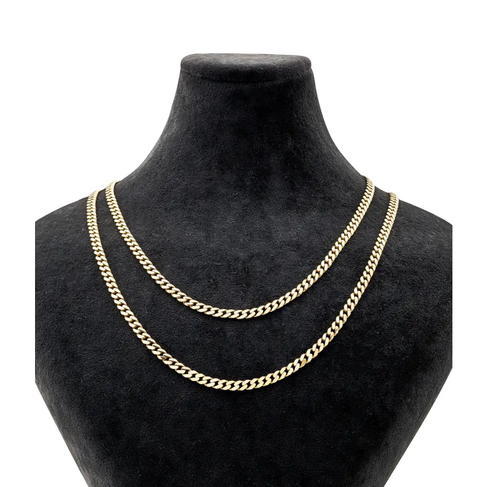 14K Solid Gold Monaco Chain Necklace 4 mm - Chains