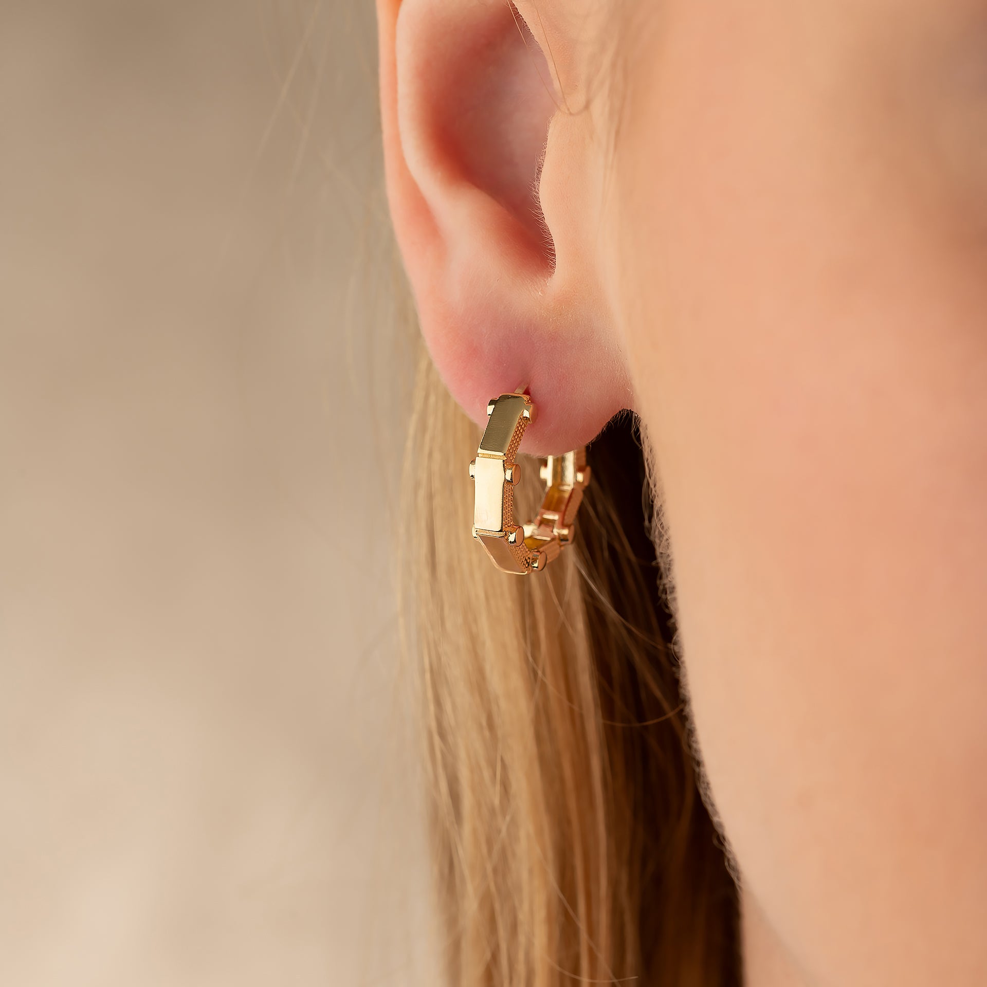 14K Solid Gold Octagon Hoop Earrings | 17.8mm Thick Huggie Hoops for Women - Hoop Earrings