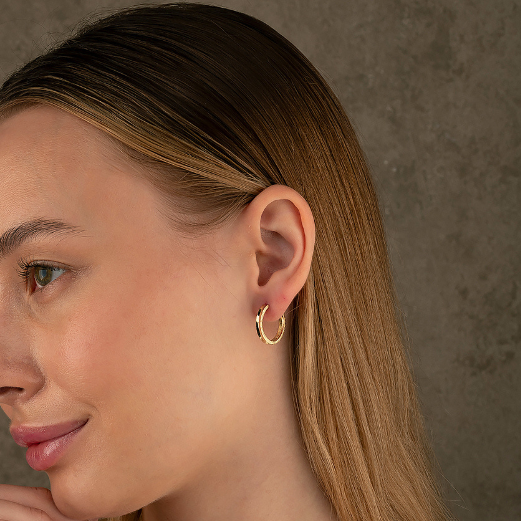 14K Solid Gold Ribbed Huggie Hoop Earrings | Mini Round Sleeper Hoops for Everyday Stacking - Hoop Earrings