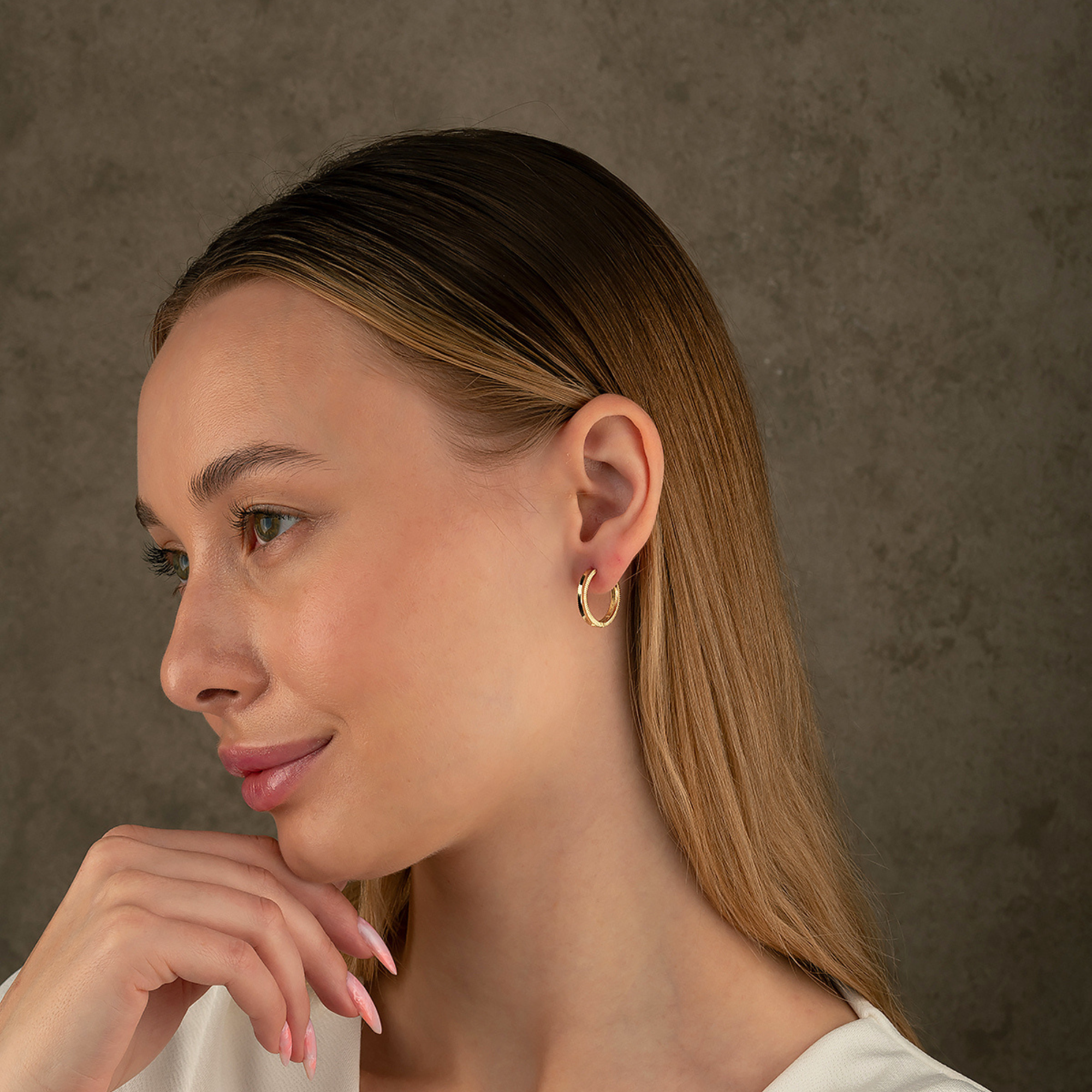 14K Solid Gold Ribbed Huggie Hoop Earrings | Mini Round Sleeper Hoops for Everyday Stacking - Hoop Earrings