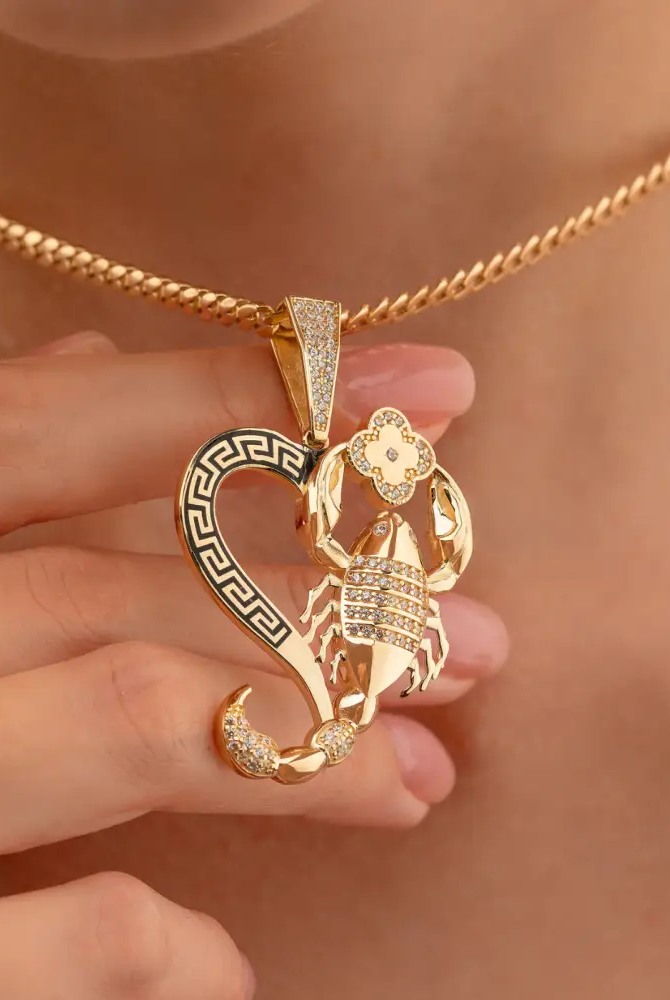14k Solid Gold Scorpion Pendant Charm - Pendants