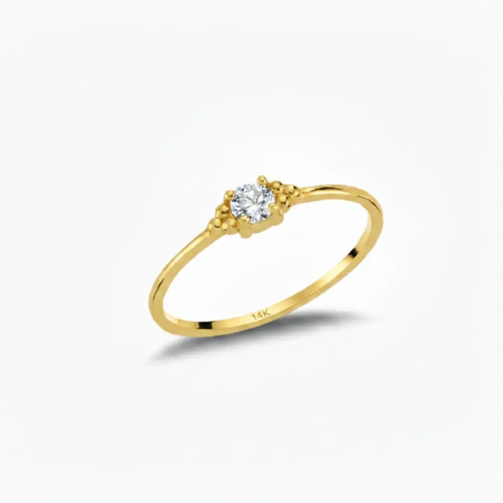14k Solid Gold Simulant Diamond Ring Dainty Minimalist Engagement Ring
