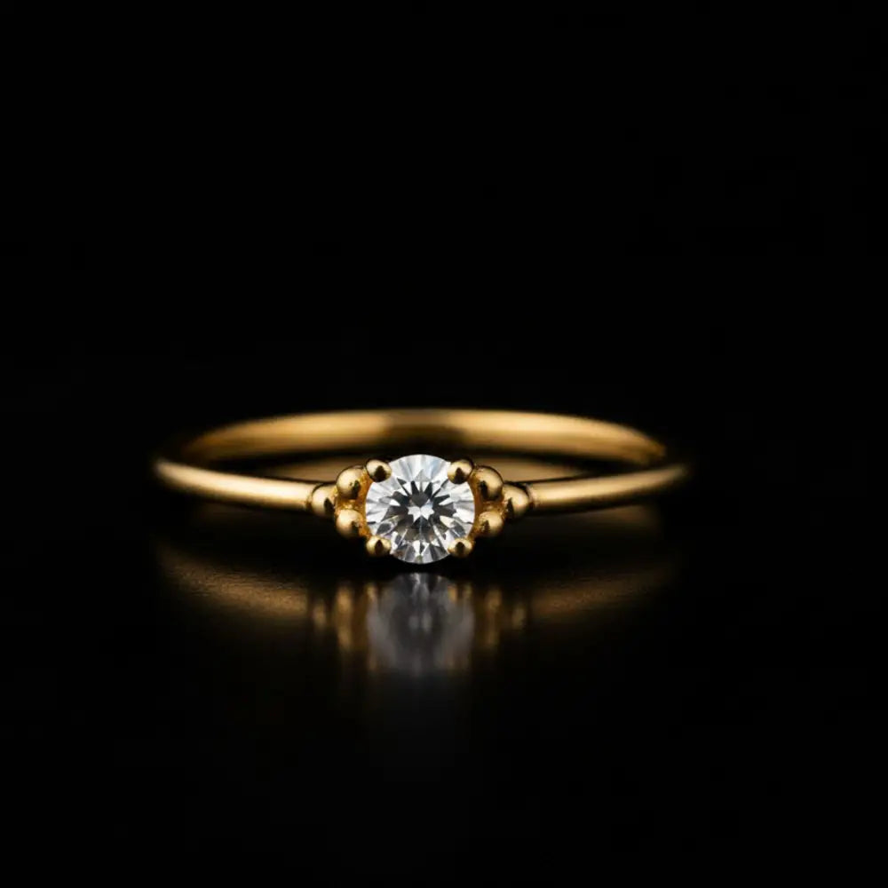 14k Solid Gold Simulant Diamond Ring Dainty Minimalist Engagement Ring
