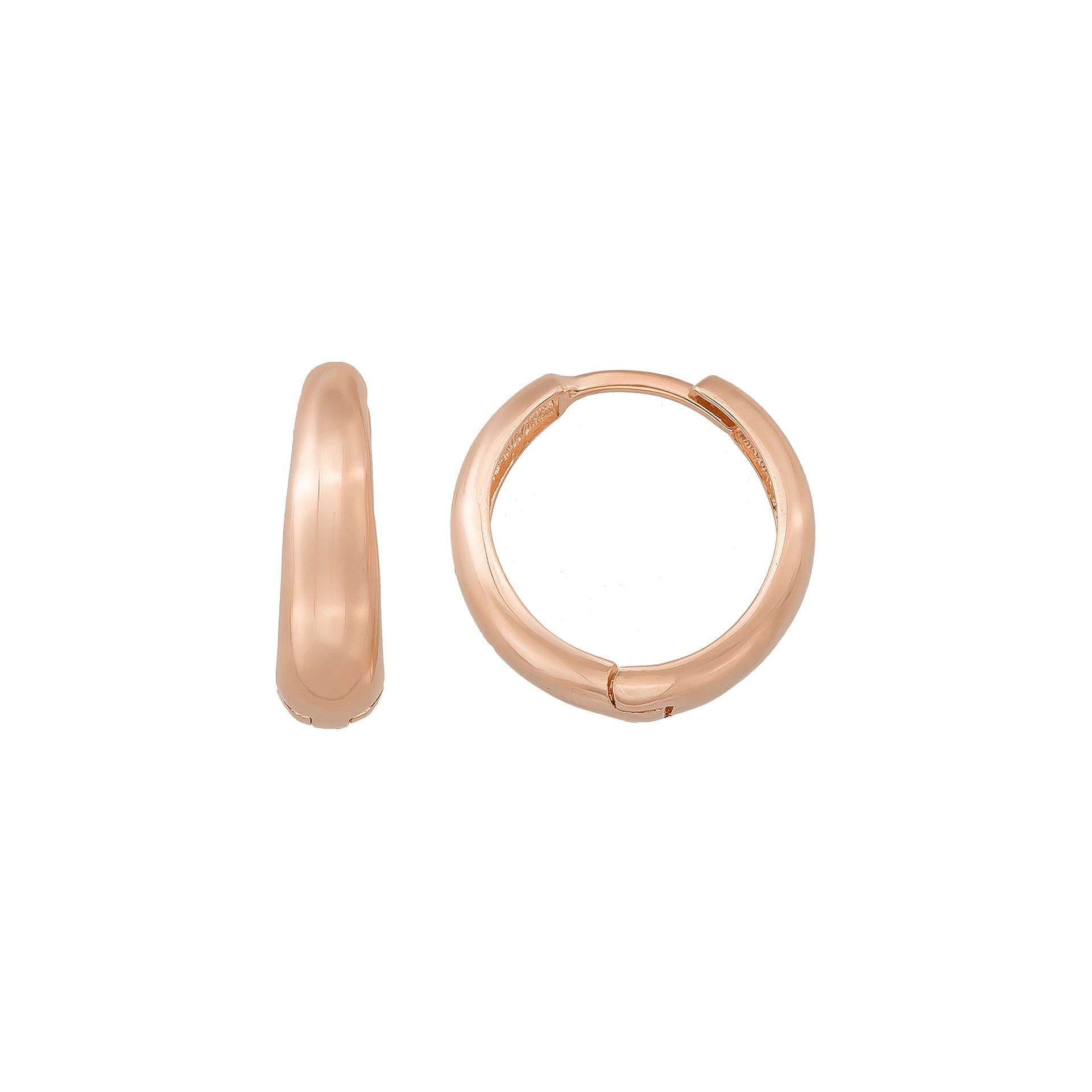 14K Solid Gold Slim Dome Huggie Hoop Earrings | Everyday Hoops for Women - Single (1 Earring) / 14K Rose Gold - Hoop