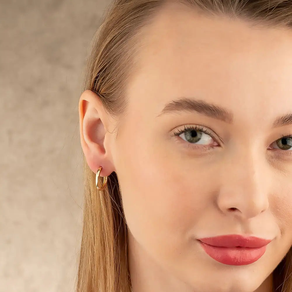 14K Solid Gold Small Hoop Earrings | Minimal Huggie Earrings for Everyday Wear - Hoop Earrings