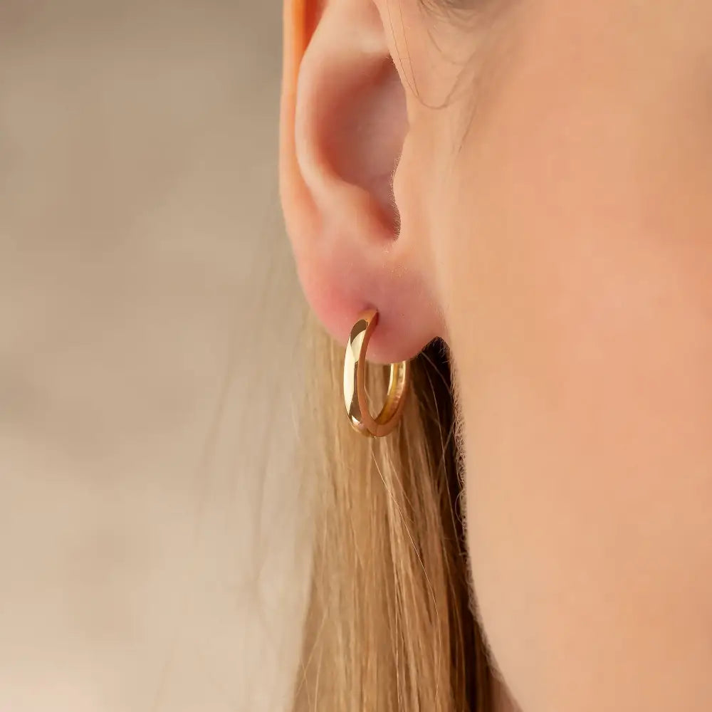 14K Solid Gold Small Hoop Earrings | Minimal Huggie Earrings for Everyday Wear - Single (1 Earring) / 14K Yellow Gold