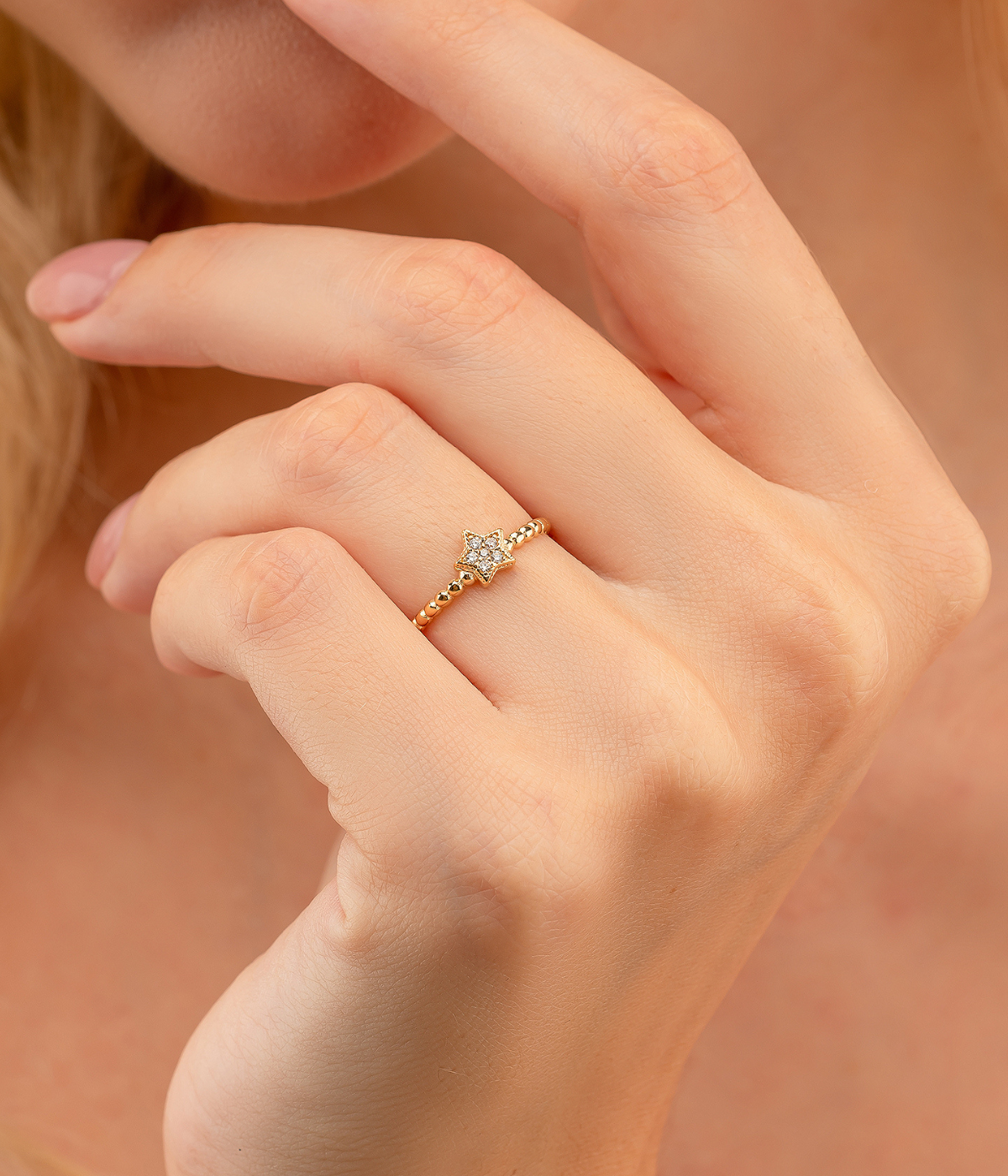 14k Solid Gold Star Ring - Rings