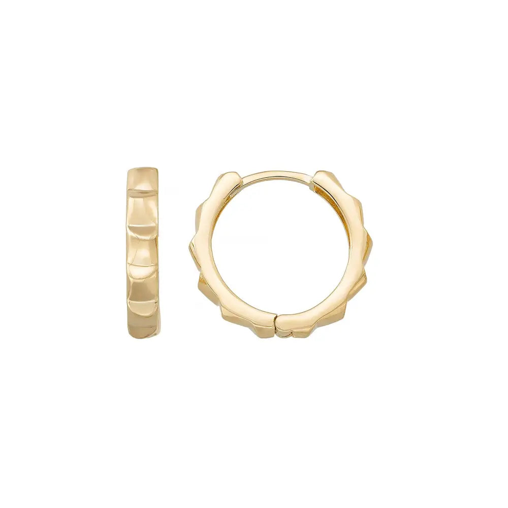 14K Solid Gold Textured Huggie Hoop Earrings | 11.8mm & 13.7mm Summer Jewelry Gift for Women - Single Small / 14K