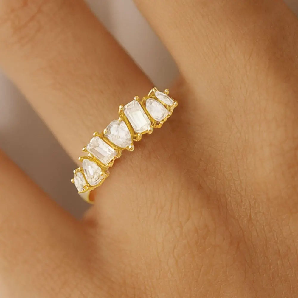 14K Solid Gold Toi Et Moi Ring Pear & Emerald Simulated Diamond