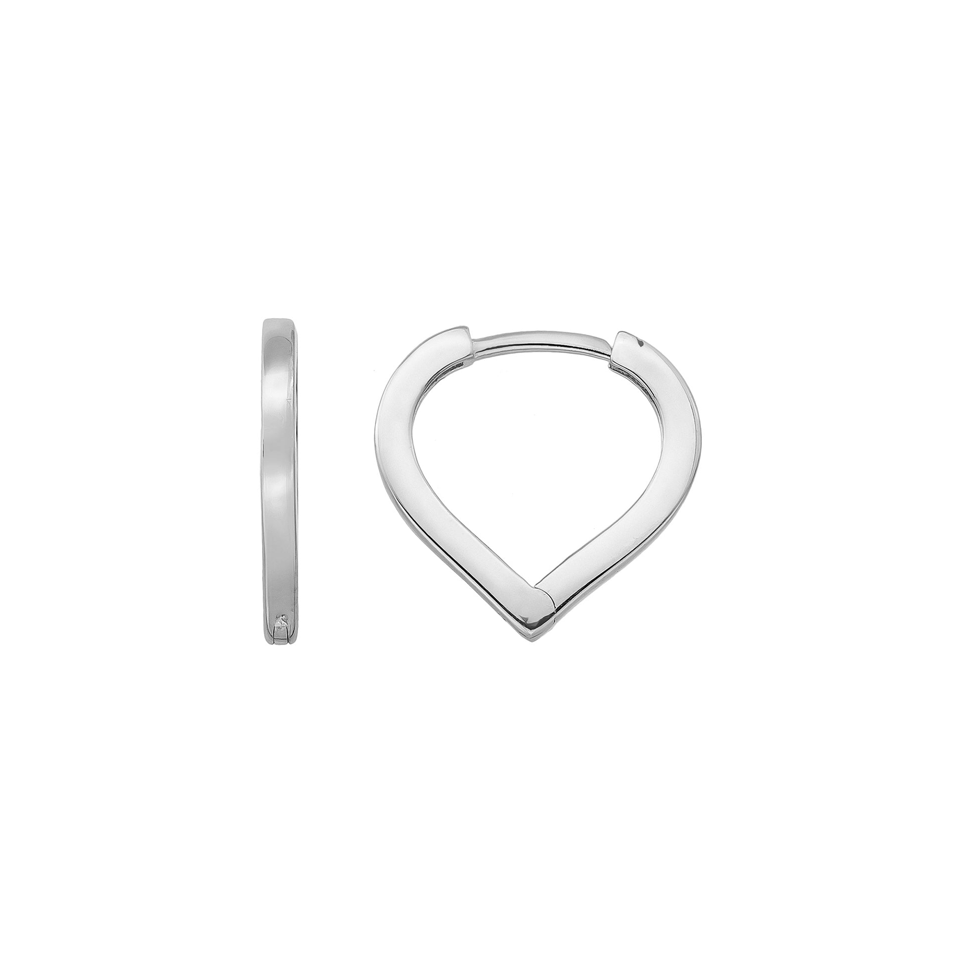 14K Solid Gold Triangle Heart Huggie Hoop Earrings | Geometric Pear-Shape Hoops for Women - Single (1 Earring) / 14K