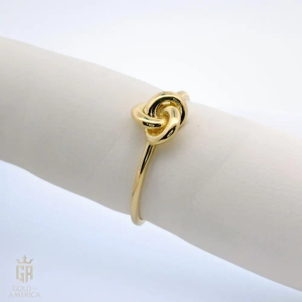 14K Solid Gold Triple Knot Ring – Delicate Love Knot Band Stacking Jewelry