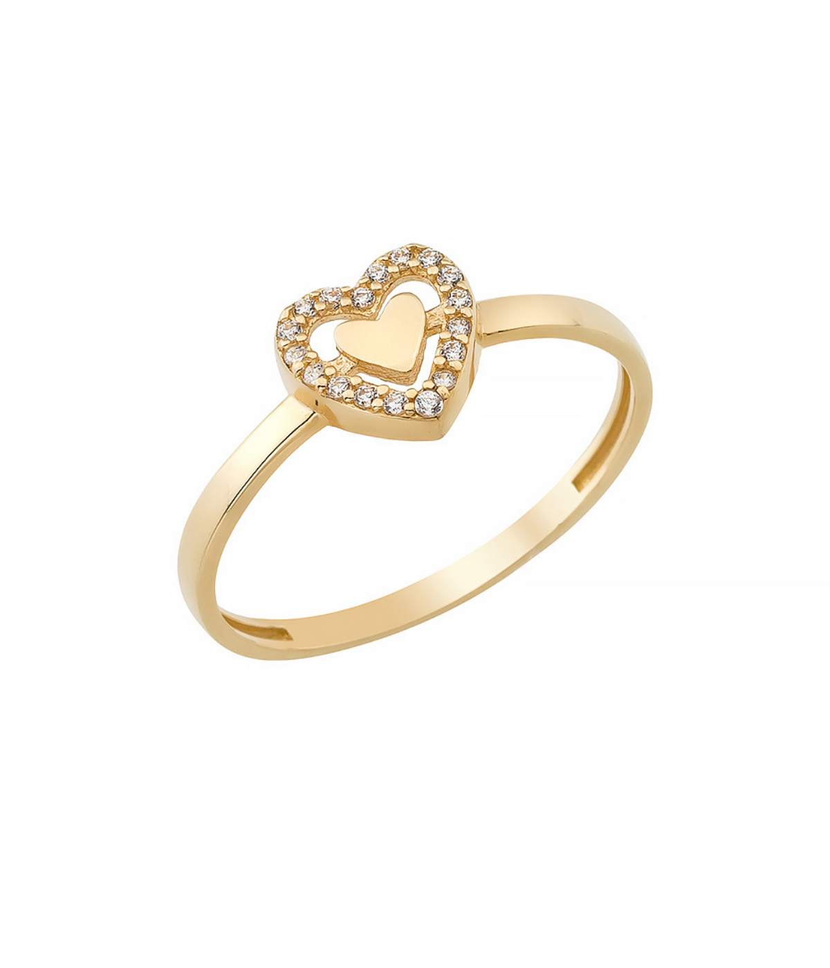 14K Solid Gold Twined Heart Ring - Rings