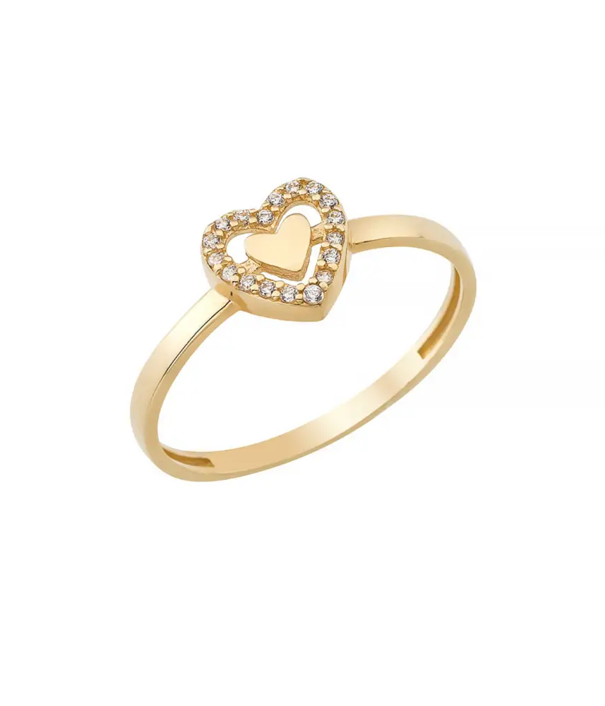 14K Solid Gold Twined Heart Ring - Rings