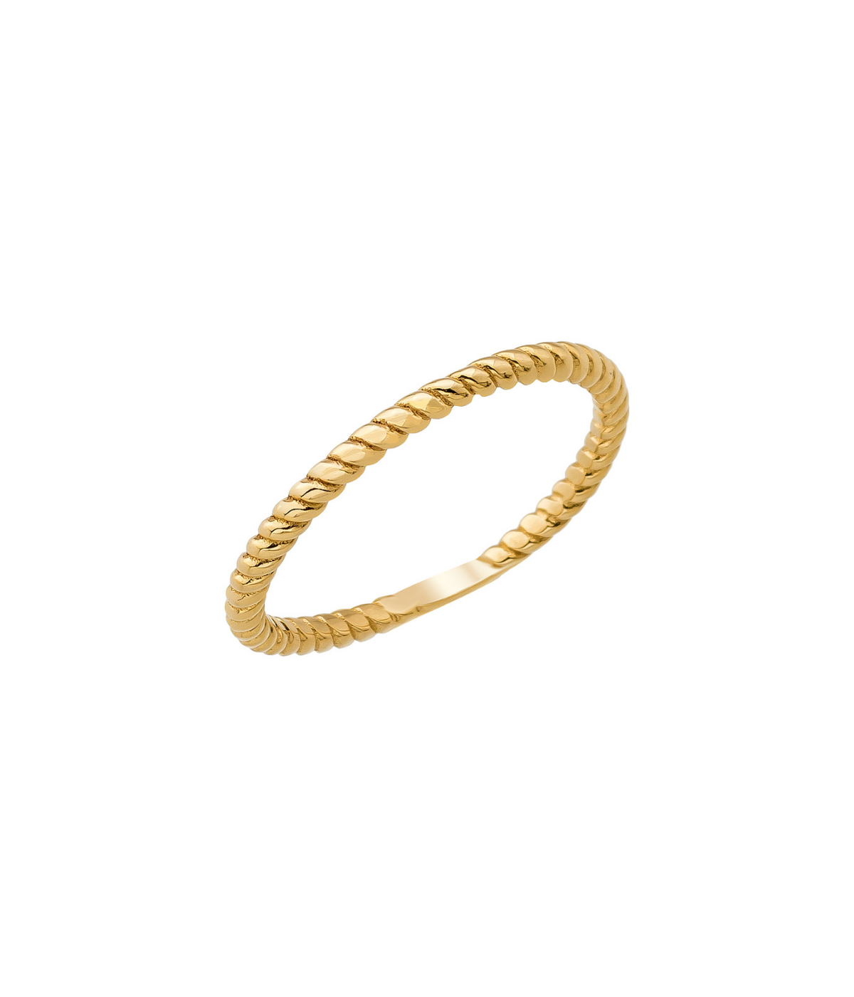 14K Solid Gold Twisted Skinny Band Thin Stacking Ring - 2 - Rings
