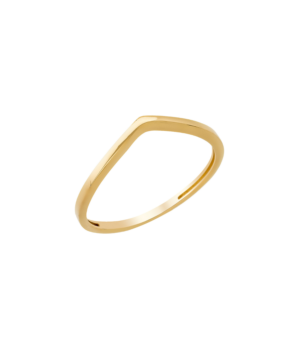 14K Solid Gold V Shaped Stackable Ring - Rings
