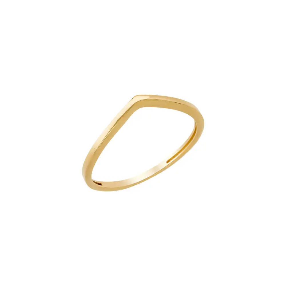 14K Solid Gold V Shaped Stackable Ring - Rings
