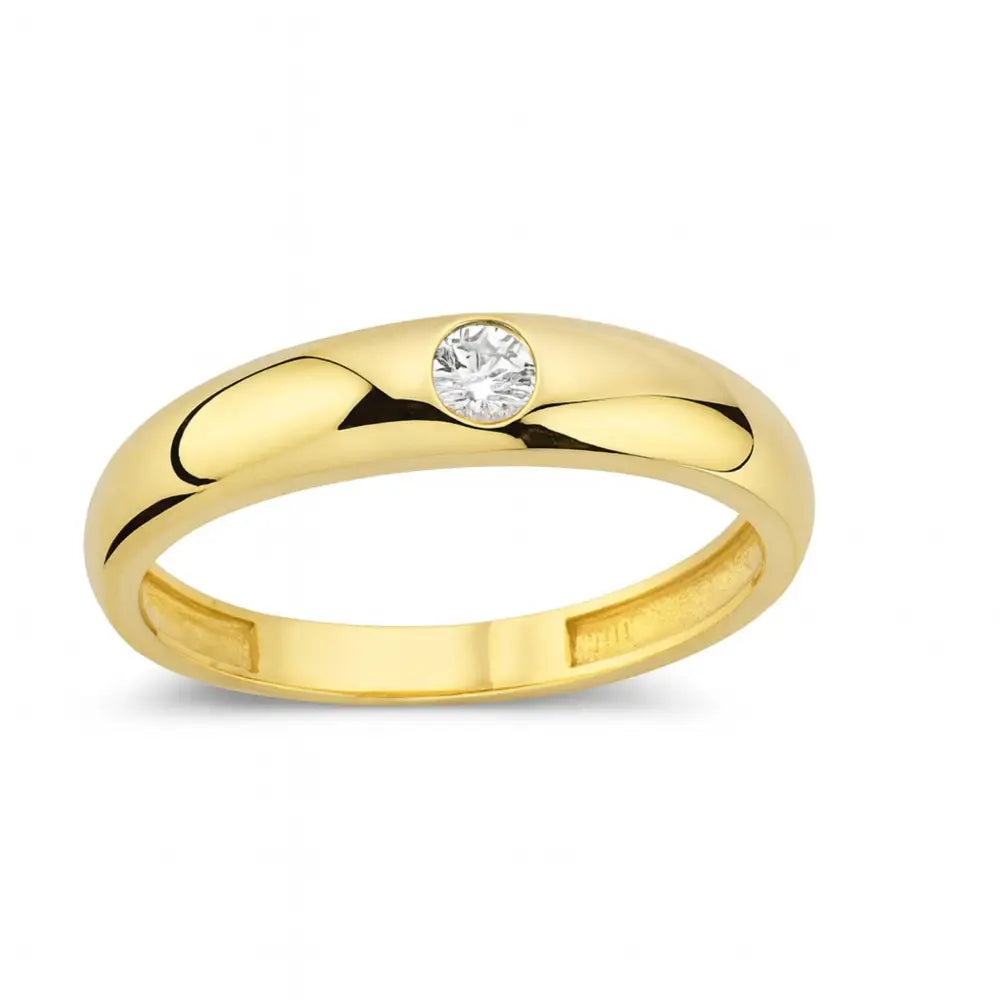 14K Solid Gold Wedding Band 2.2 mm Dome Simulated Diamond Ring