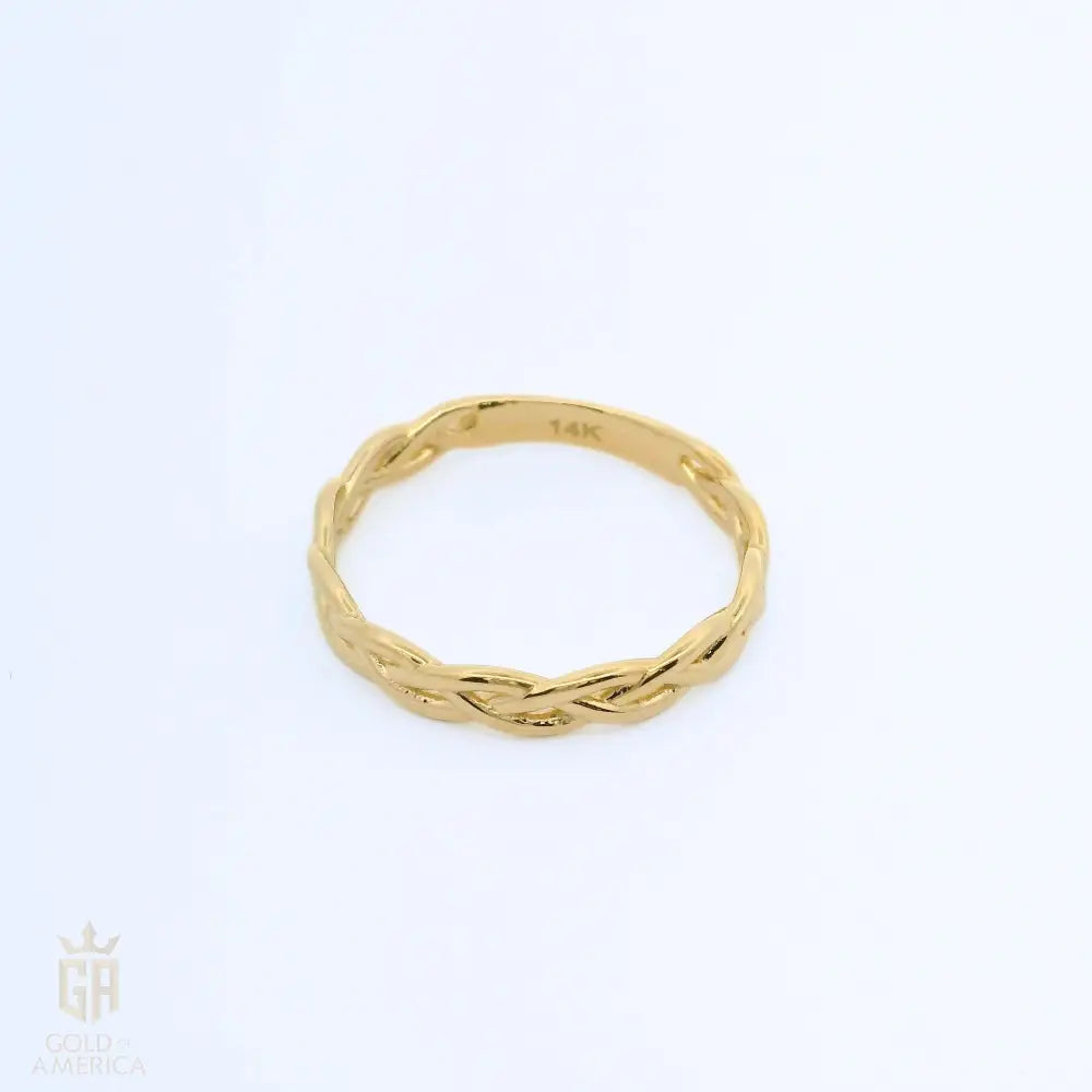 14K Yellow Gold Braided Wedding Band Celtic Knot Ring