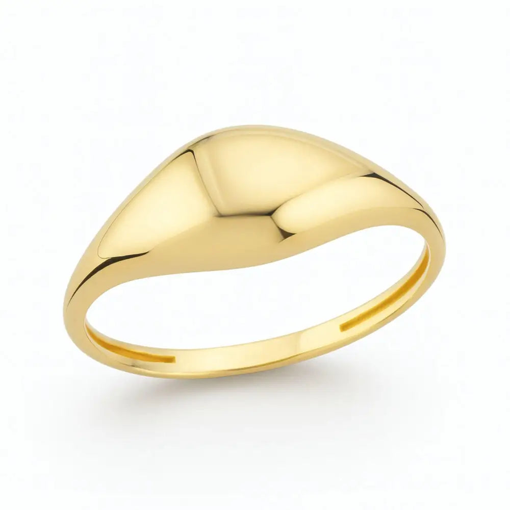 14K Yellow Gold Dome Ring Chunky Signet Style