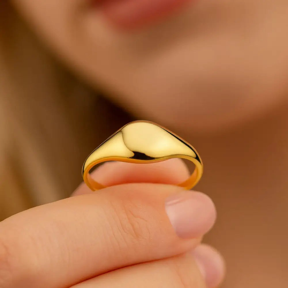 14K Yellow Gold Dome Ring Chunky Signet Style