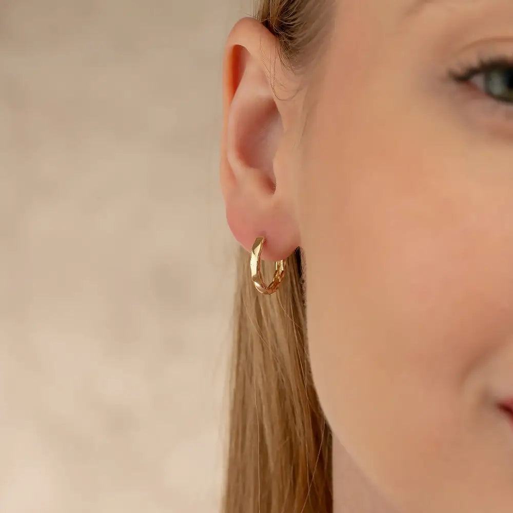 14K Yellow Gold Infinity Braid Huggie Earrings | Twisted Rope Knot Hoops for Women - Hoop Earrings