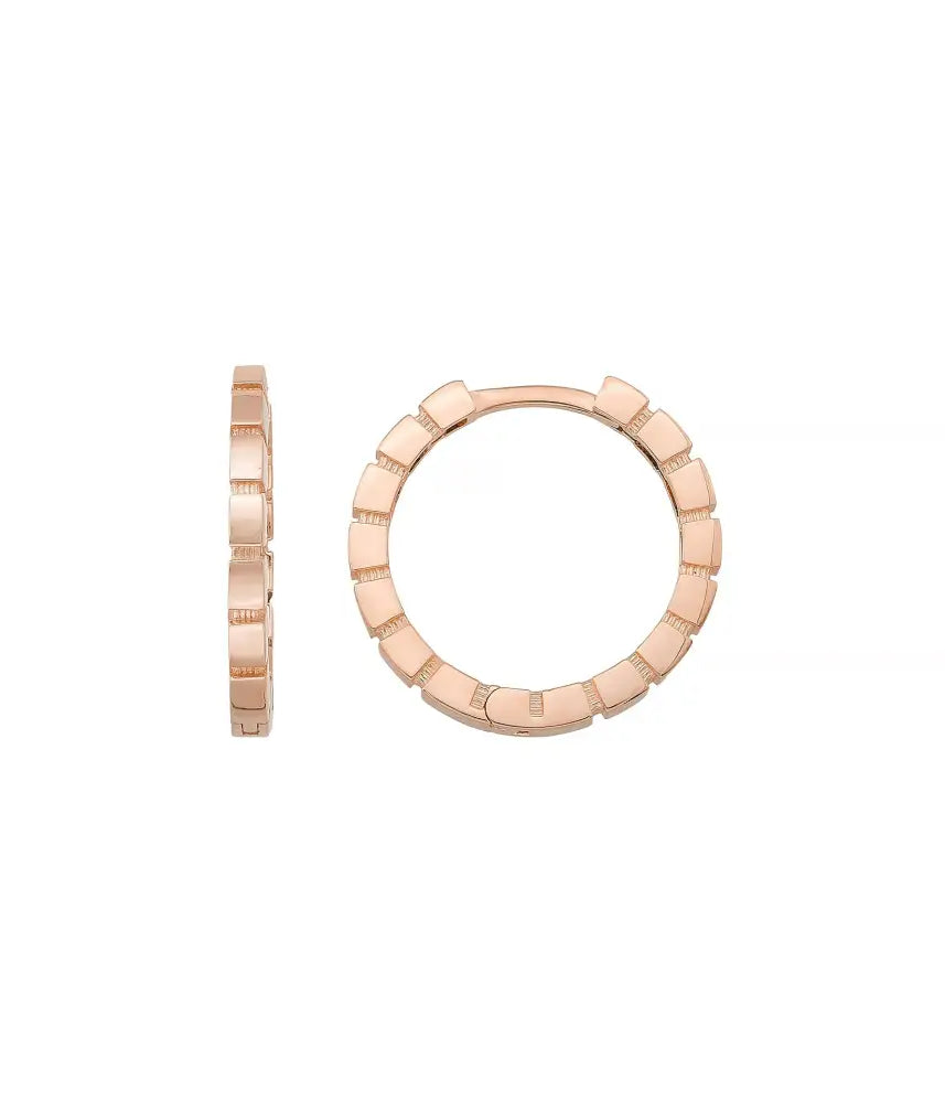 Beaded Huggies Hoop Earrings 14K Solid Gold | Ribbed Braided Statement Hoops Wedding Huggy Earrings for Women - Single