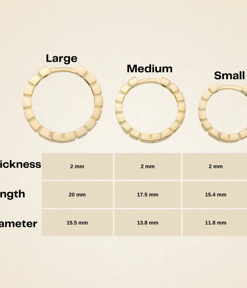 Beaded Huggies Hoop Earrings 14K Solid Gold | Ribbed Braided Statement Hoops Wedding Huggy Earrings for Women - Hoop