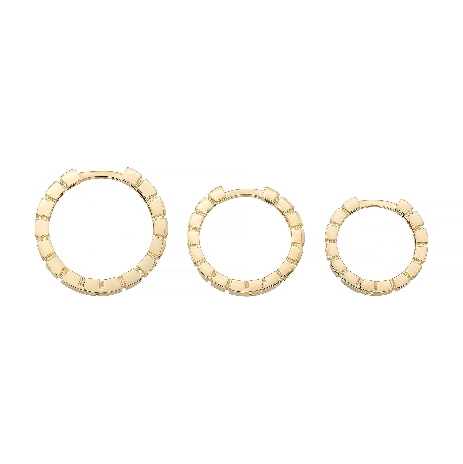 Beaded Huggies Hoop Earrings 14K Solid Gold | Ribbed Braided Statement Hoops Wedding Huggy Earrings for Women - Hoop