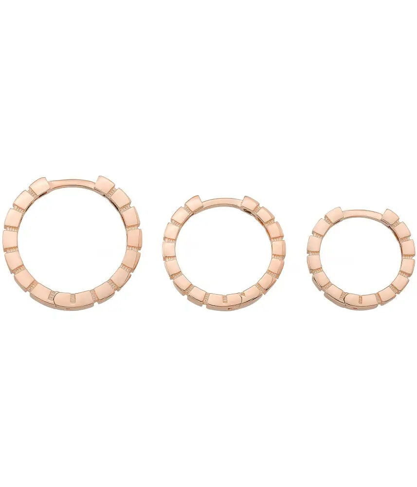 Beaded Huggies Hoop Earrings 14K Solid Gold | Ribbed Braided Statement Hoops Wedding Huggy Earrings for Women - Hoop