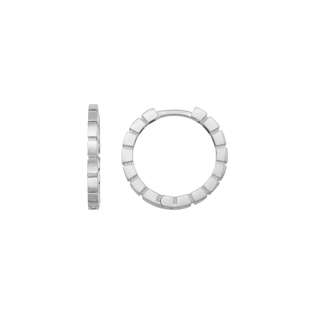 Beaded Huggies Hoop Earrings 14K Solid Gold | Ribbed Braided Statement Hoops Wedding Huggy Earrings for Women - Single