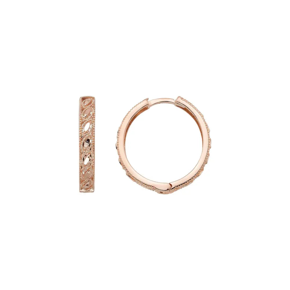 Braided Earrings Huggie Hoop Earrings 14K Solid Gold Ribbed Hoop Earring Three Type of 11.5 mm 13 mm and 15.5 mm