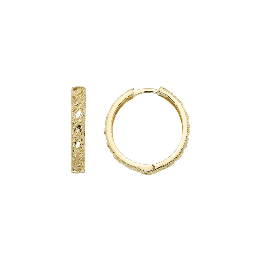 Braided Earrings Huggie Hoop Earrings 14K Solid Gold Ribbed Hoop Earring Three Type of 11.5 mm 13 mm and 15.5 mm