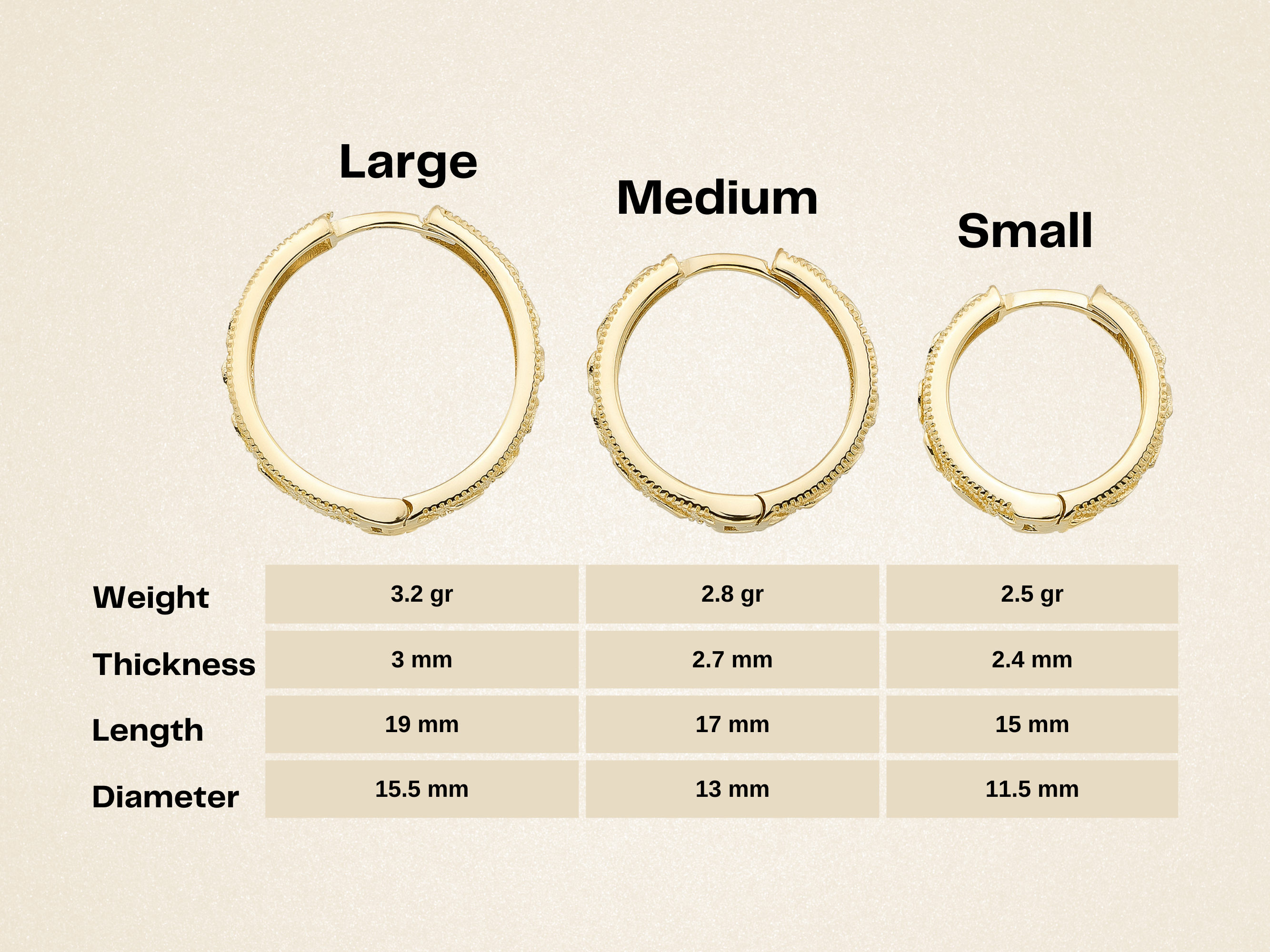 Braided Earrings Huggie Hoop Earrings 14K Solid Gold Ribbed Hoop Earring Three Type of 11.5 mm 13 mm and 15.5 mm